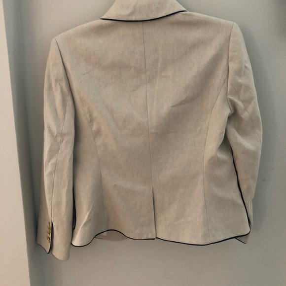 NWT Ann Taylor Linen Blazer with Navy Piping 2 - Picture 4 of 4